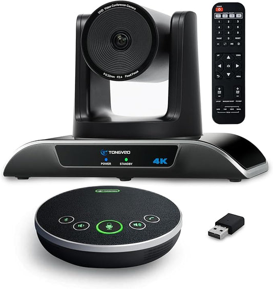 4K Conference Room Camera System, AI Auto-Tracking PTZ Camera 5X Digital Zoom with Speakerphone Set 120° Wide-Angle USB3.0 for Zoom YouTube Teams OBS and More-DeskLoop Office