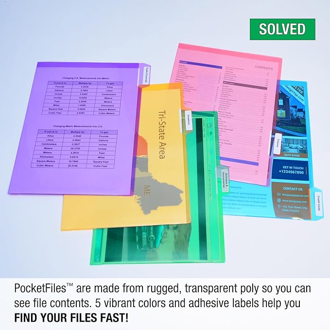 Ultimate Office PocketFile™ Clear Poly Document Folder Project Pockets - Image 3