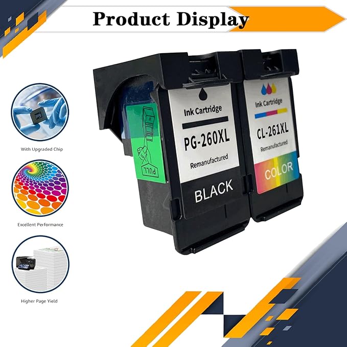 PG-260XL CL-261XL PG260 PG-260 CL261 CL-261 Ink Cartridges, Compatible for Canon TS6420a TS6420 TR7020a TR7020 TS5320 All in One Printers【High Print Volume with Chip Color*1-DeskLoop Office