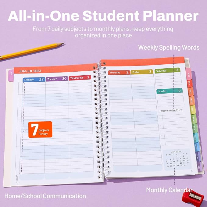 SUNEE Elementary Student Planner 2026-2027, Dated Academic Year Jul. 2026 - Image 3