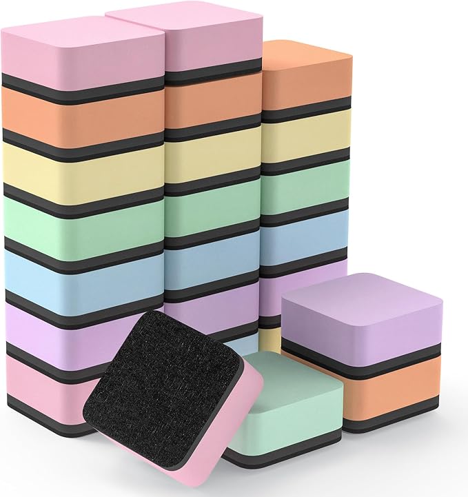 MaxGear Magnetic Dry Erase Erasers, 24 Pack Whiteboard Eraser Macaron Color | by MaxGear