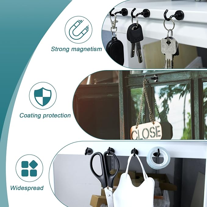 MAGXCENE 50 Pack Magnetic Hooks Heavy Duty, Strong Magnet Hooks - Image 4