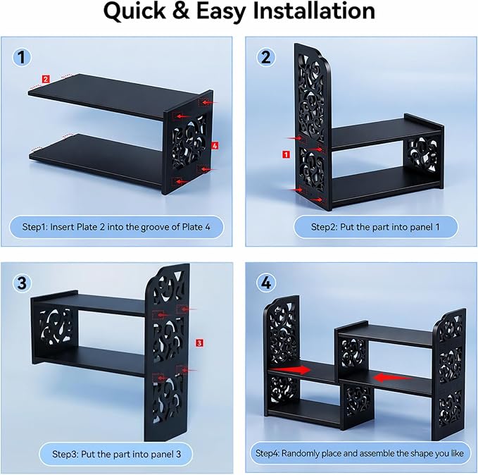 YGYQZ Desk Shelves Desktop Orgnizer Shelf-Black Office Organization - Image 8