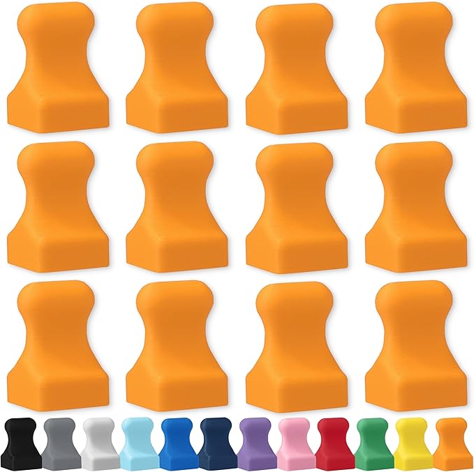 Glassboard Studio MiniPawn Magnet - Strong Neodymium Rare Earth Magnets for Fridge, Whiteboard, Locker & Magnetic Glassboards - Crafting & Office Use - Strong Fridge Magnets (Tangerine Orange, 12)-DeskLoop Office