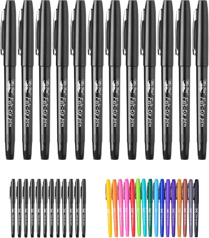 Mr. Pen- Felt Tip Pens, 12 Pack, 0.7 mm, Fast Dry | No Smear, Planner Markers by MrPen