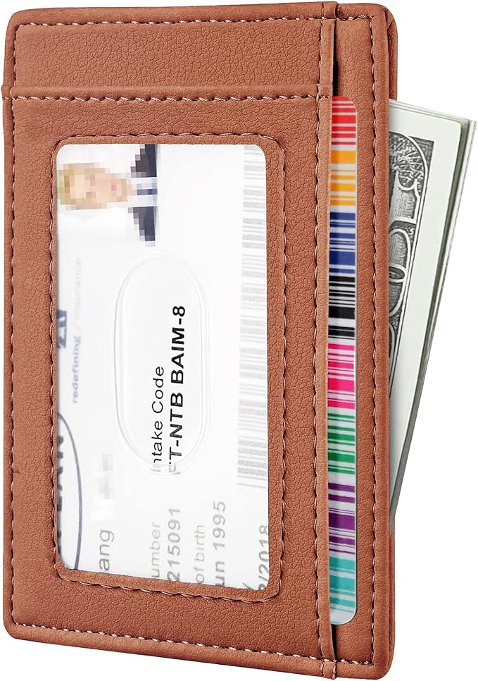 Travelambo Front Pocket Minimalist Leather Slim Wallet RFID Blocking Medium Size - Image 2
