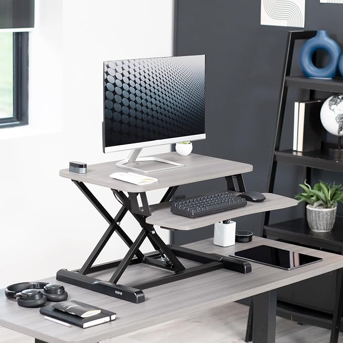 VIVO 26 inch Desk Converter, K Series, Height Adjustable Sit to Stand Riser - Image 2