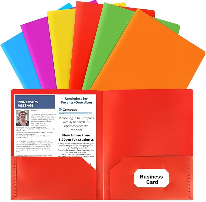 HABGP Plastic Folders with Pockets, 6 Color Heavy Duty Two Pocket Folder - Image 9
