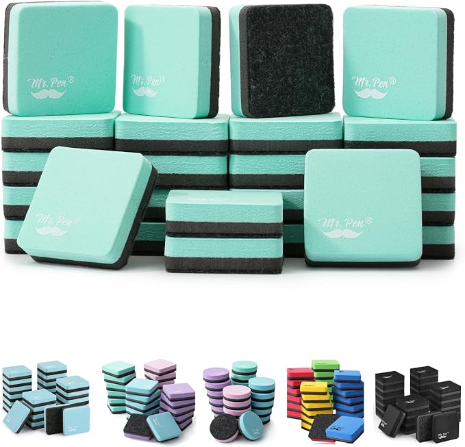 Mr. Pen- Mini Magnetic Dry Erase Erasers, 24 Pack, Students and Classroom by MrPen