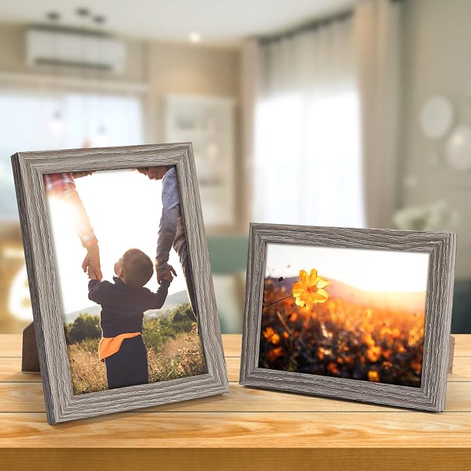 Giftgarden 5x7 Picture Frame Distressed Grey, 5 by 7 Rustic Wood-grain Gray - Image 2