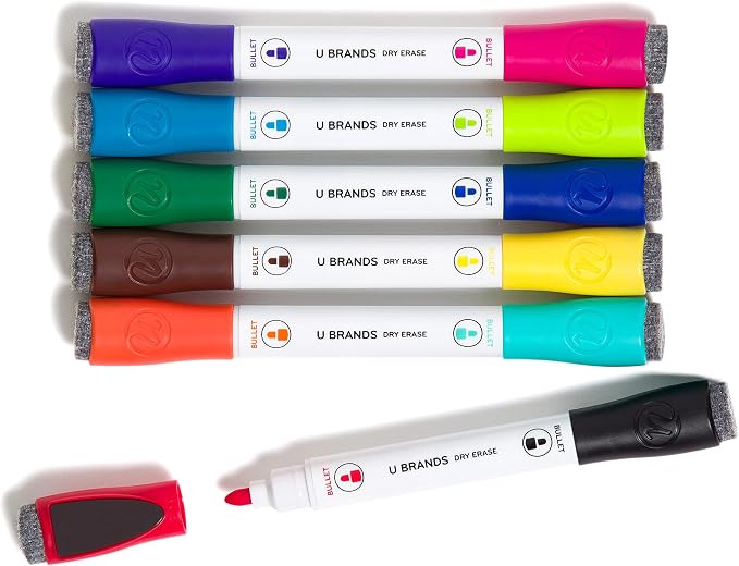 U Brands Dry Erase Markers, Double Ended Whiteboard Markers, Medium Bullet Tip by UBrands