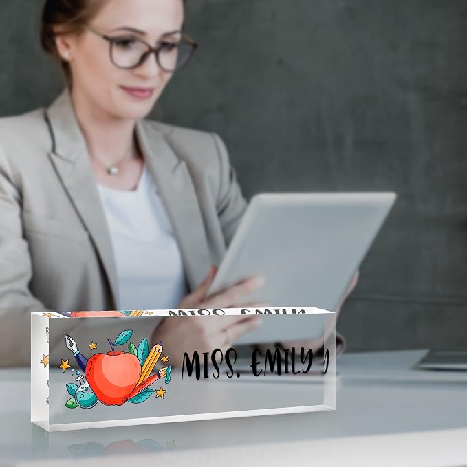 Personalized Desk Name Plate, Custom Acrylic Glass Name Plates - Image 3