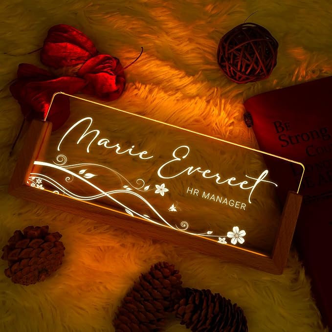 Custom Name Plate for Desk, Personalized Light Up Acrylic Desk Name Plate - Image 2