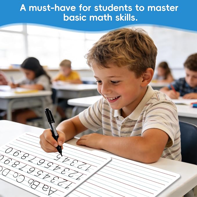 10 Pack Double-Sided Dry Erase Whiteboards, 12” x 8” –Alphabet & Number - Image 6