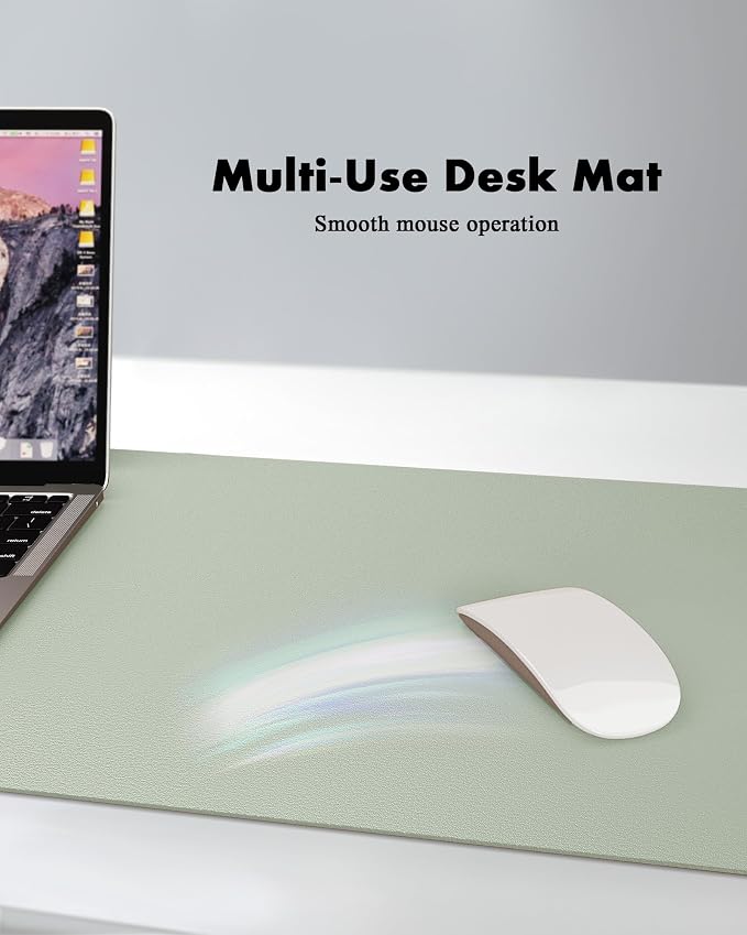 YSAGi Double-Sided Desk Pad, 23.6"x13.7"Leather Desk Mat, Eco Cork Desk Pad - Image 3