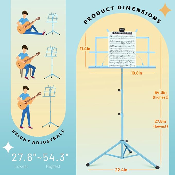 CAHAYA Portable Sheet Music Stand: Dual Use Desktop Book Holder Folding - Image 5