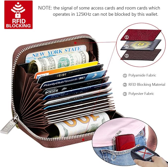 FurArt Zipper Wallet Women, RFID Blocking Credit Card Wallet, Business Card - Image 5