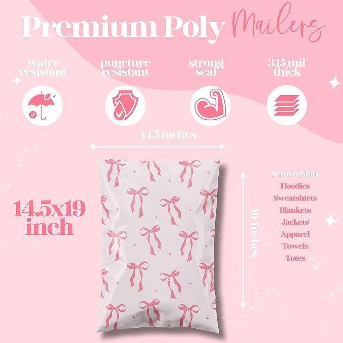 Pretty Package Store Poly Mailer 14.5x19, 100 Pack | Heavy Duty, Waterproof - Image 3