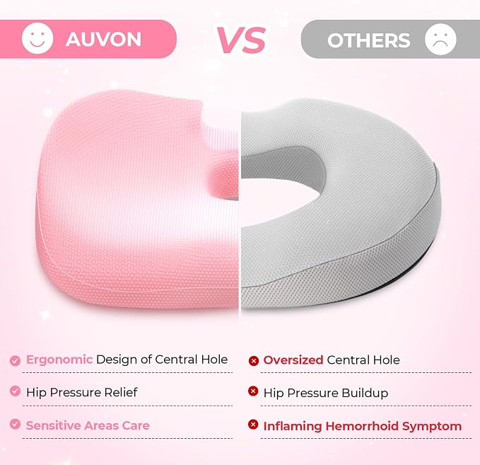 AUVON Innovative Donut Pillow Hemorrhoids Scientific Center Hole and Tailbone - Image 4