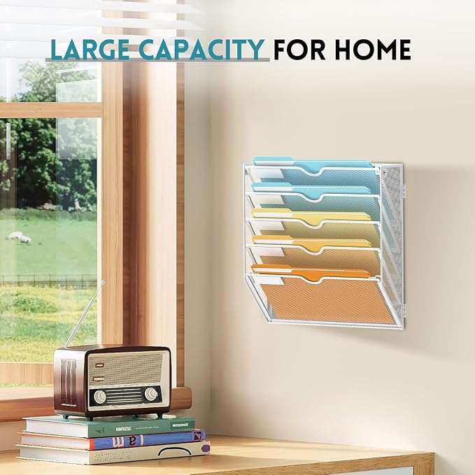 SUPEASY 5 Tier Wall File Organizer, Hanging Wall Mounted Mail Organizer - Image 2