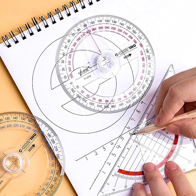 360° Protractor Pack of 2 Protactors Plastic Protractor Math Protractors Clear - Image 6