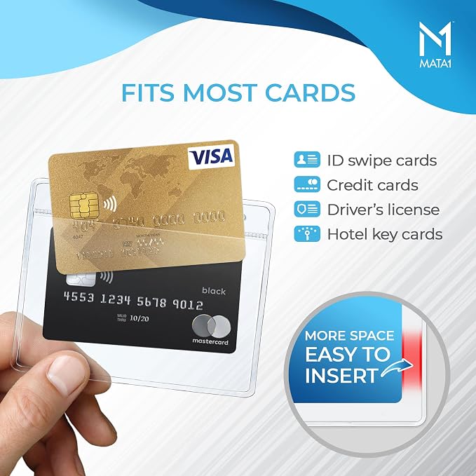 Mata1-USA Plastic Horizontal Card Protector, Large Size No Zipper ID Name Badge - Image 3