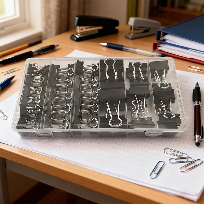 110PCS Black Binder Clips Assorted Sizes, 4 Sizes Large Medium Small Mini Paper - Image 4