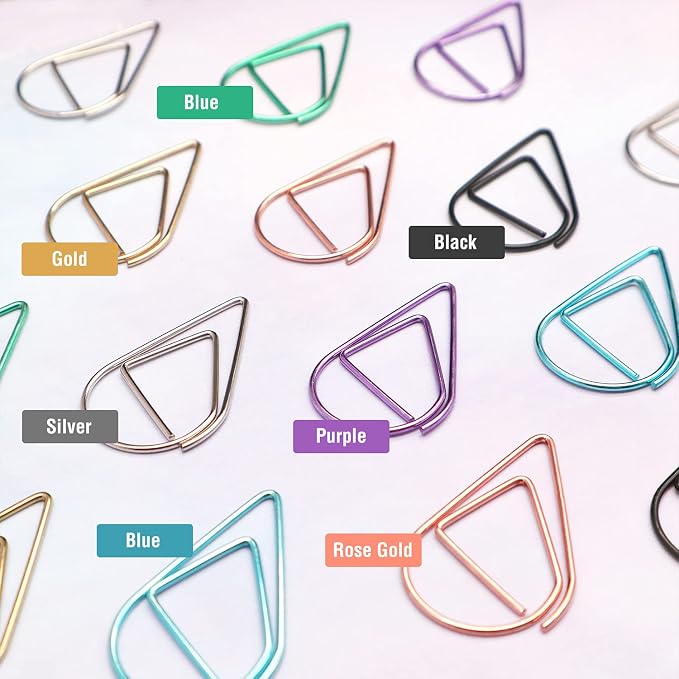 DEEDYGO 250 PCS Multicolor Drop-Shaped Paper Clips, 1 Inch | Teardrop Paperclips - Image 2