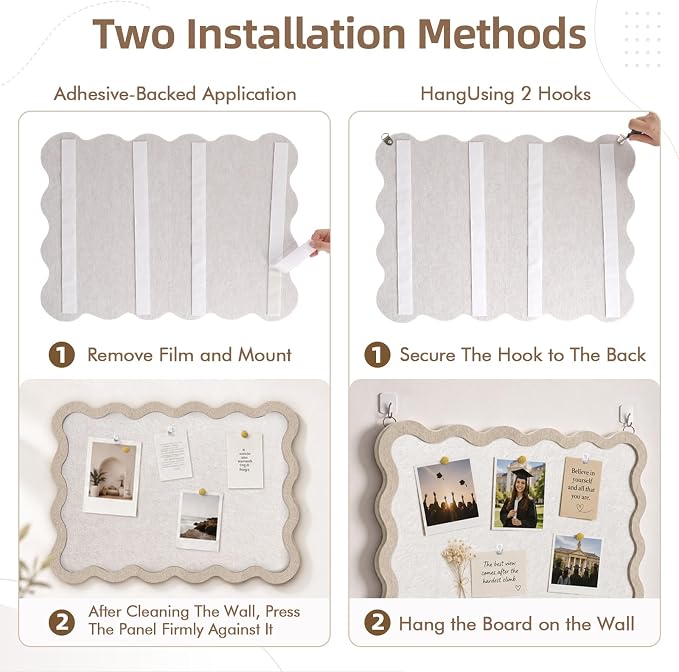 VABAMNA Scalloped Felt Bulletin Board 24"x18", Felt Cork Board Alternative - Image 6
