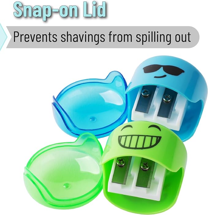Mr. Pen- Pencil Sharpeners Manual, 48 Pack, Dual Hole, Smiley | Bulk Handheld - Image 4