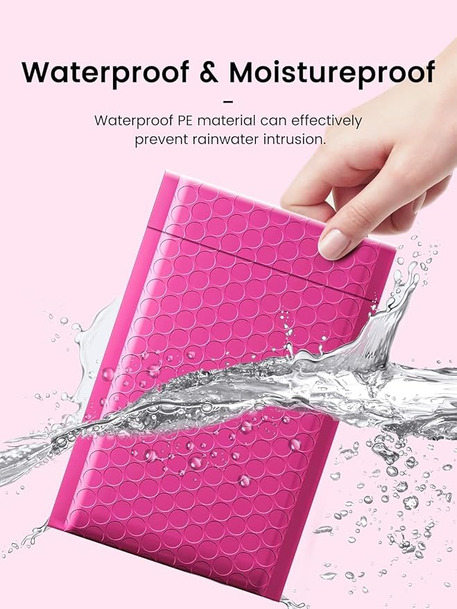 GSSUSA Pink Bubble Mailers 4x8 Inches 19200 Pack, Usable Size 4X7" Bubble - Image 3