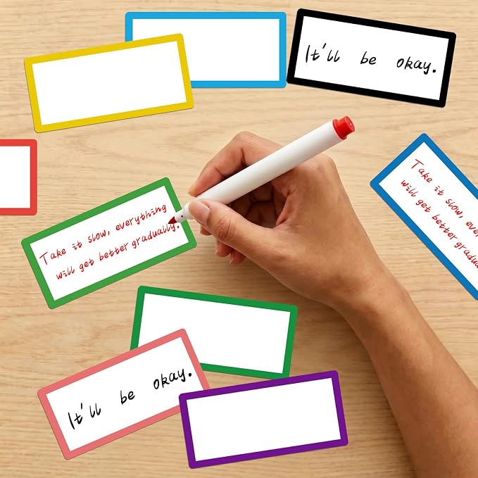 25 pcs Colored Border Magnetic Dry Erase Labels, VEINARDYL 4" x 2" Reusable - Image 6