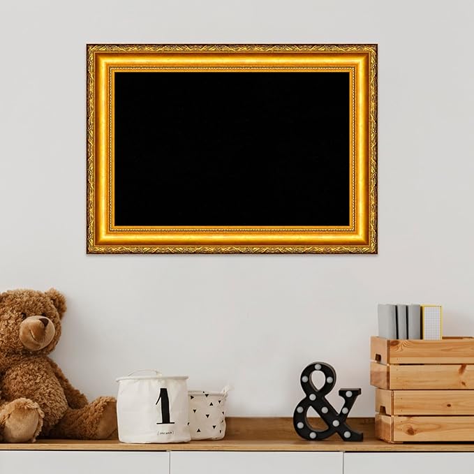 Amanti Art Black Cork Board for Wall, 16x22 Vision Board with Gold Wood Frame, Small Corkboard Office Decor for Home Organization, Traditional Corkboard Pinboard to Display Items for Home-DeskLoop Office