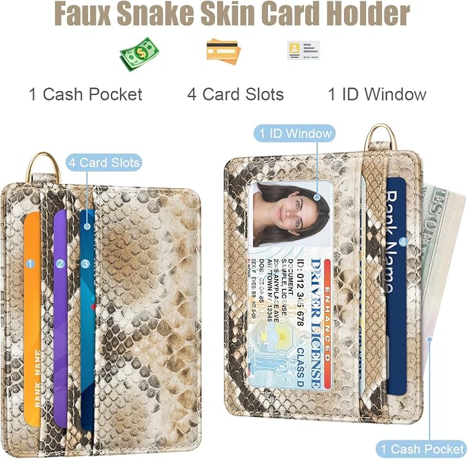 Slim Credit Card Holder Vegan Snake Skin Wallet Women Thin Wallets RFID - Image 2