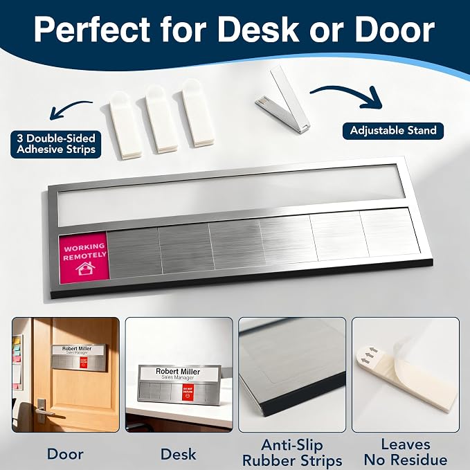 Name Plate for Desk& Office Door Sign, 7 Options Do Not Disturb, In A Meeting - Image 4