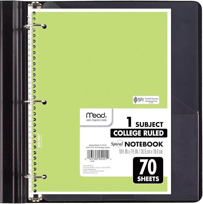 Mead Spiral Notebook, 1 Subject, College Ruled Paper, 7-1/2" x 10-1/2" - Image 4
