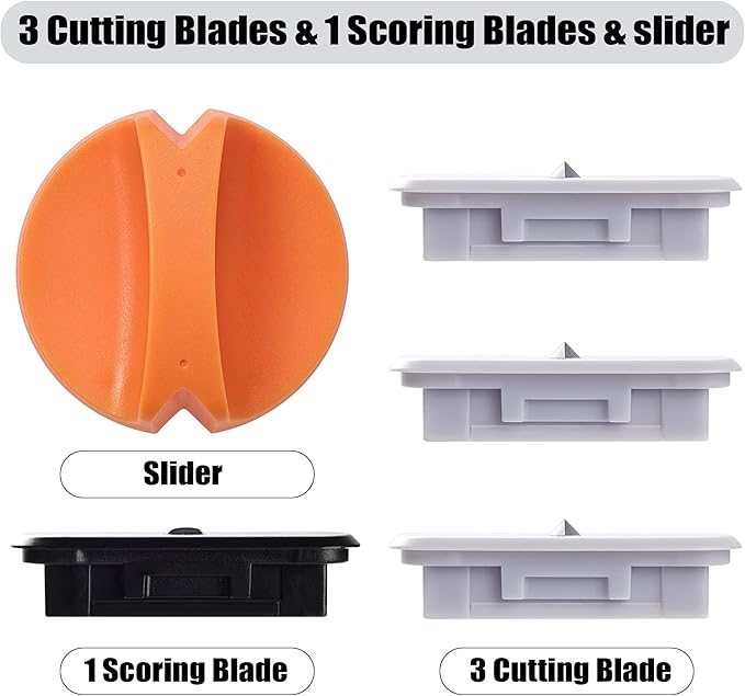4-Pack Trimmer Replacement Blades for Fiskars Paper Trimmer, Replacement Blade for All Series of Fiskars/Portable&Precision Trimmer,Arts and Crafts,3 Cutting&1 Scoring Blades,a Slider,Orange-DeskLoop Office