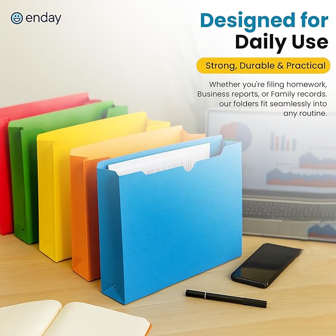 Enday 2 Inch File Jackets- Assorted Colors Expandable File Folders - Image 6