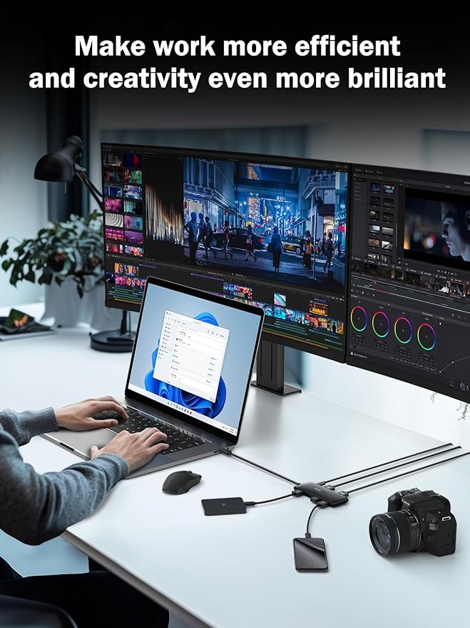 Lemorele Docking Station Dual Monitor 4K 60Hz, 7 in 1 USB C Dongle Multiport Hub Adapter w/2 HDMI + 1 USB 3.0+ 3 USB 2.0+ 1 PD 100W, for MacBook/Dell/HP/Lenovo ThinkPad Type-C Laptop-DeskLoop Office