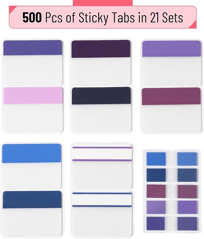 Mr. Pen- Colorful Index Tabs, 500 Pcs, 21 Sets - Sticky Page Markers for Binders, Books & Notebooks-DeskLoop Office