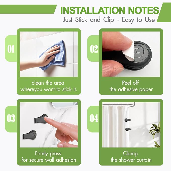4-Pack Magnetic Silicone Shower Curtain Clips, Keep Liner Closed, one-hand - Image 7