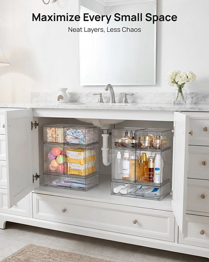 Vtopmart Stackable Storage Drawers Set of 7, Beauty Supplies Storage, Pantry - Image 6
