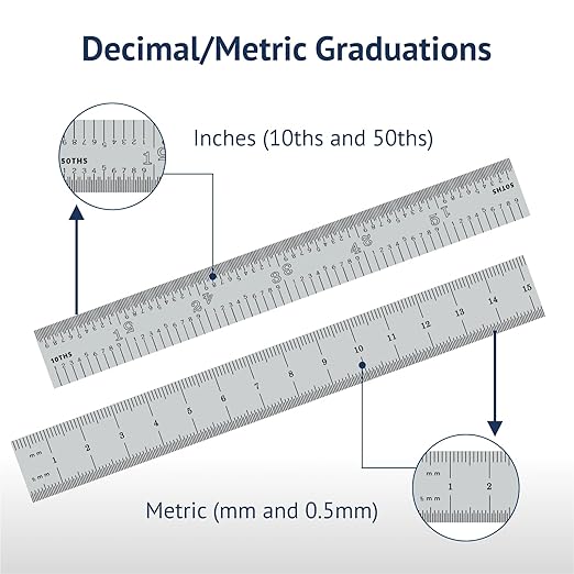 PEC Tools 6"/150mm Rigid Metal Ruler, High-Quality Steel Machinist Rule - Image 6