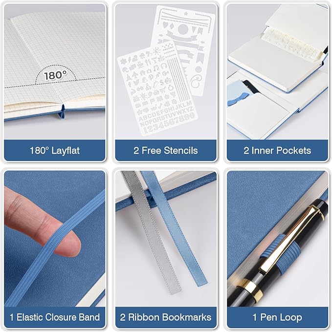 Graph Paper Notebook 3 Pack, A5 Grid Notebook Journal, Graph Notebook with 120gsm Paper, Hardcover Leather Journal for Writing, Grid Paper Notebook for Work, School Supplies, Engineering,5.75" x 8.38"-DeskLoop Office