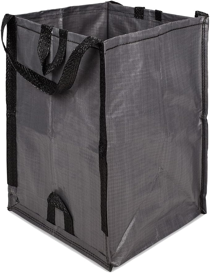 DURASACK Heavy Duty Home and Yard Bags 48-Gallon Reusable Self-Standing Lawn and Leaf Bags Garbage Can with Reinforced Handles, Gray-DeskLoop Office