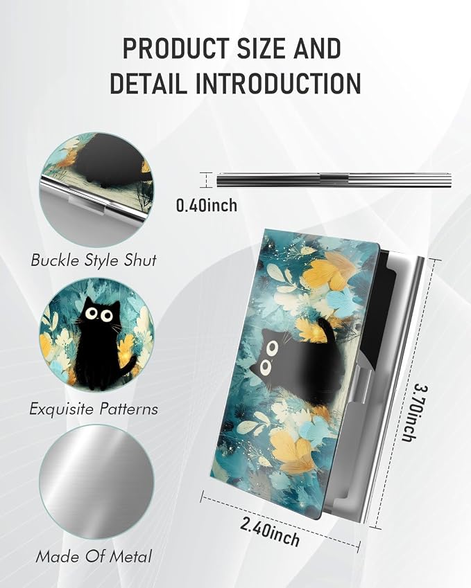 Business Card Metal Slim Organizer, Professional Stainless Steel Square Pocket - Image 3