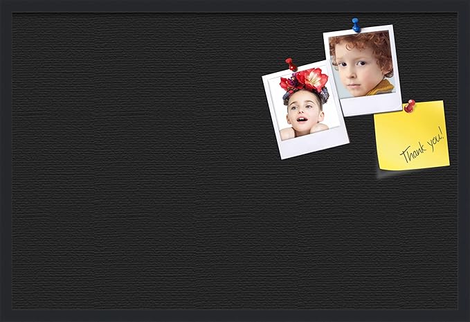 PinPix 36x24 Inch Cork Bulletin Board. This Decorative Framed Pin Board Comes with Solid Black Design and a Satin Black Frame. Ideal for Home Office Decor or Message Board (PinPix-622)-DeskLoop Office