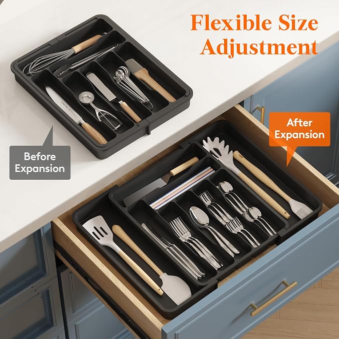 Lifewit Utensil Organizer for Kitchen Drawer, Expandable Cooking Silverware Tray - Image 7
