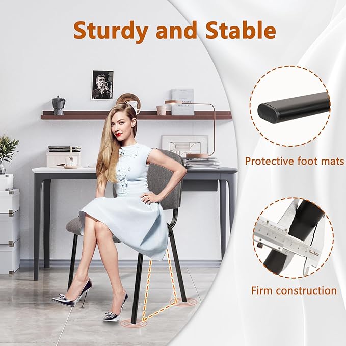 CLATINA Waiting Room Chairs Fabric Stackable Chair Metal Frame with Lumbar Support and Thickened Seat Cushion for Waiting Conference Room Guest Chairs 1 Pack…-DeskLoop Office