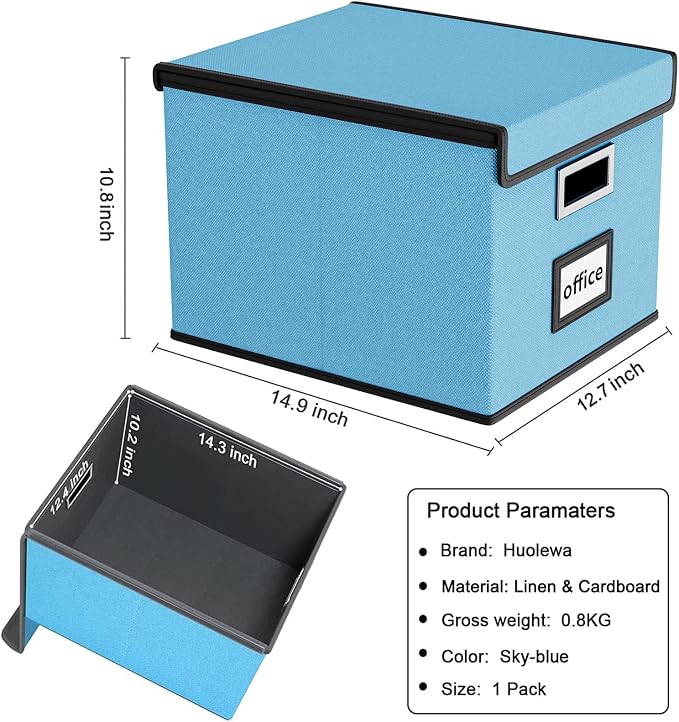 File Organizer Box with Lid, Collapsible File Folder Organizer - Image 6